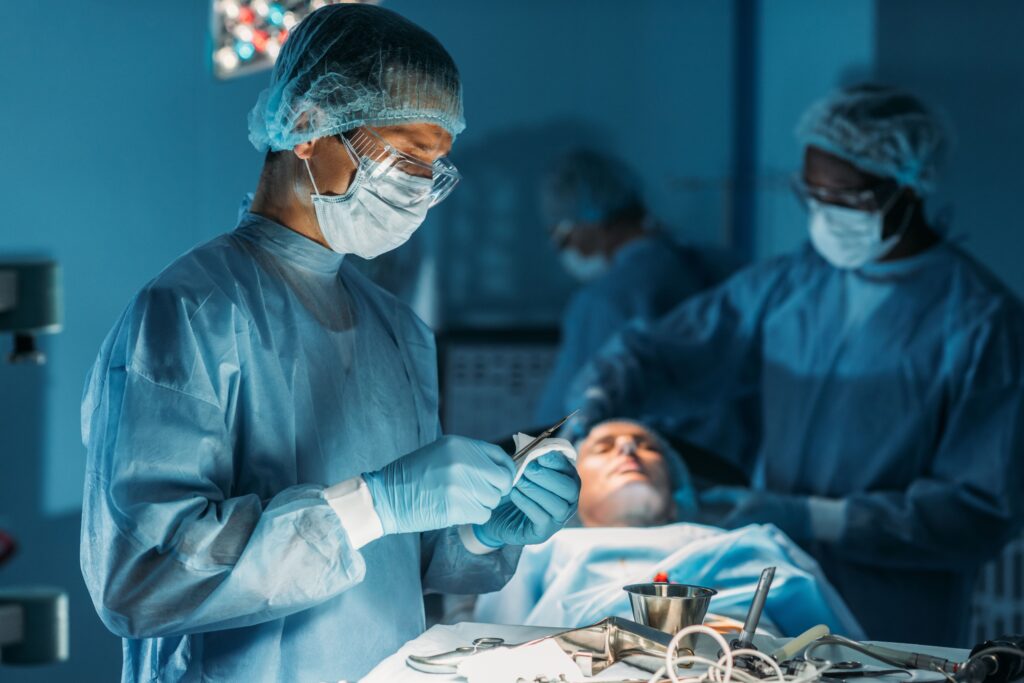 surgeon cleaning scalpel in surgery room 2024 11 17 12 40 56 utc